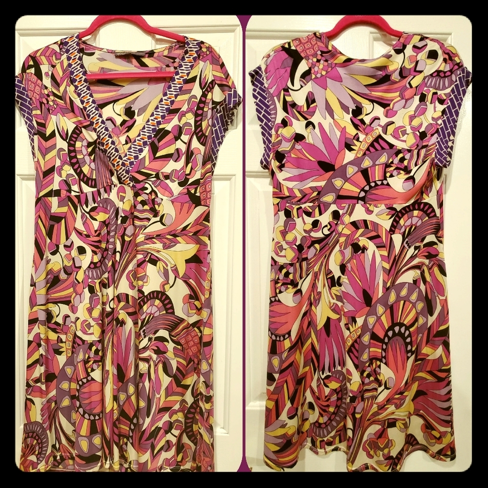 Hale Bob psychedelic silk dress medium - Picture 2 of 8